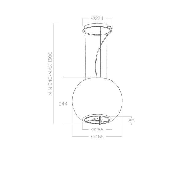 Elica STAR IX/F/47 Suspended Island Cooker Hood 47cm 550M3/H S.SteeL+Glass+Remote 02183/1
