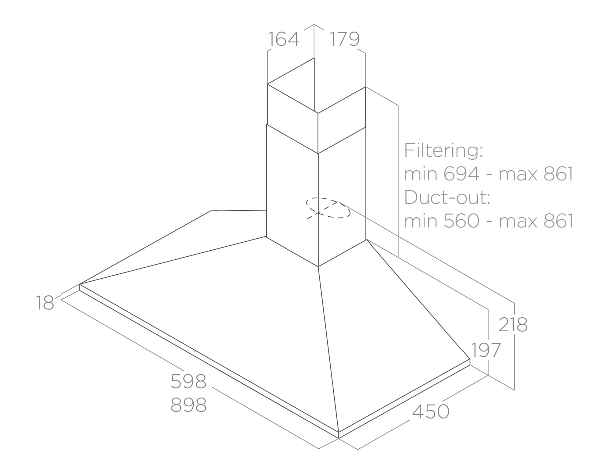 ELICA MISSY IX/A/90 Wall Hood 90cm 800m3/h Stainless Steel