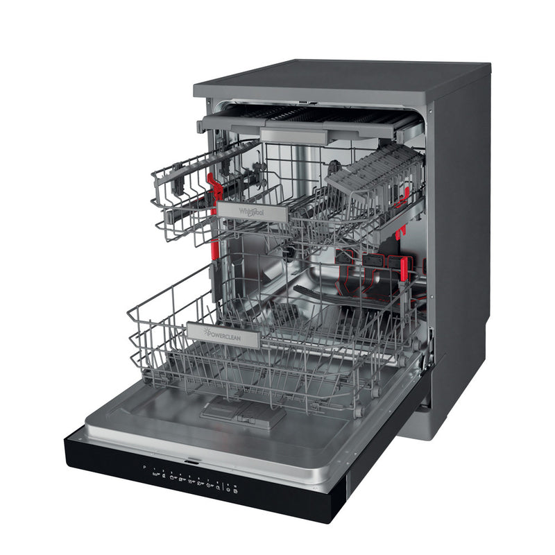 Whirlpool WFO 3O41 PL X UK Dishwasher 10prog A+++ 9.5lit Power Clean Natural Dry Flexible 3rd Rack Inox