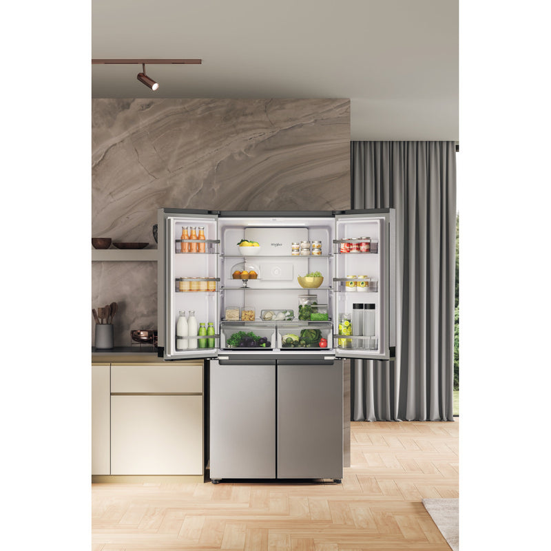 Whirlpool WQ9 B2L G EX 4Door Fridge 91cm 677lit Self Closing Doors S.Steel