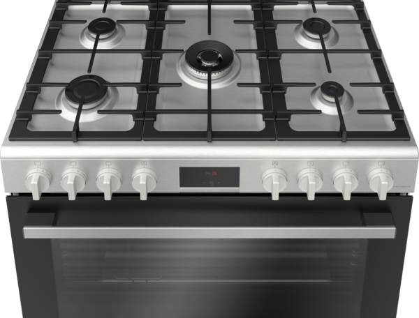 Gas Cooker Serie6 90cm  Led Display Control 125Lit S.Steel