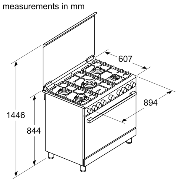 BOSCH Gas Cooker Serie6 90cm  Led Display Control 125Lit S.Steel