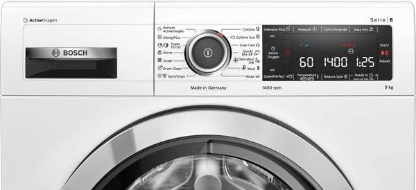 Washing Machine 9kg 1400rpm Serie8 A+++ 4D Wash Active Oxygen White