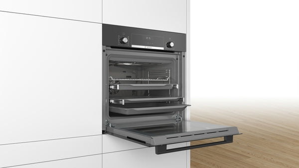 BOSCH Built In Elec Oven 60cm Serie6 66Lit Eco Clean Black